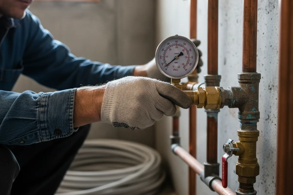Pressure testing a repaired line during Water Line Repair in Conover